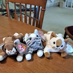 Set of Three TY Beanie Baby Cats/ BUNDLE ONLY